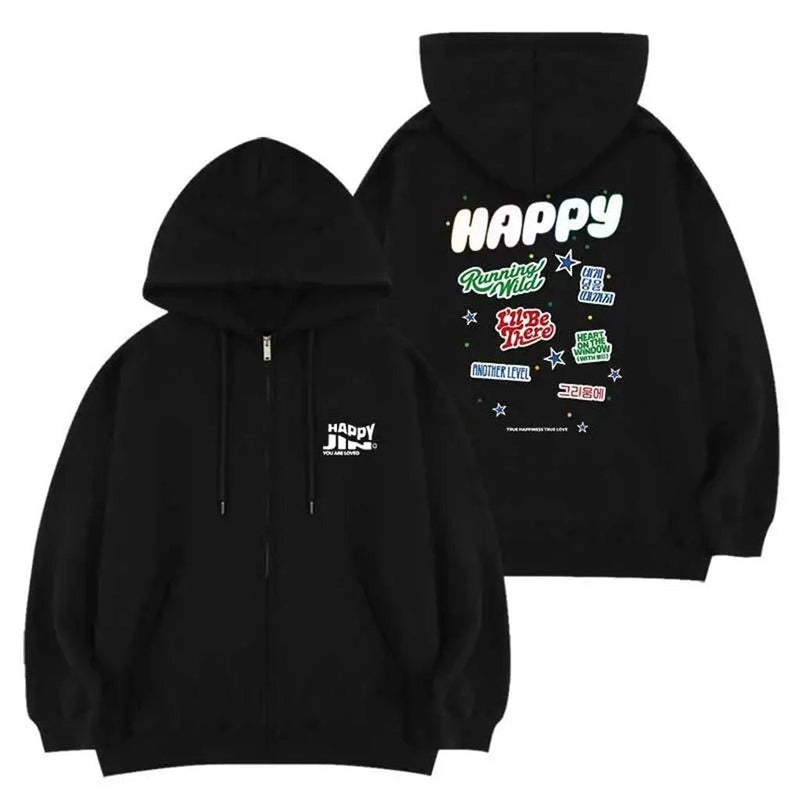 BTS Jin-Inspired Happy Black Hoodie