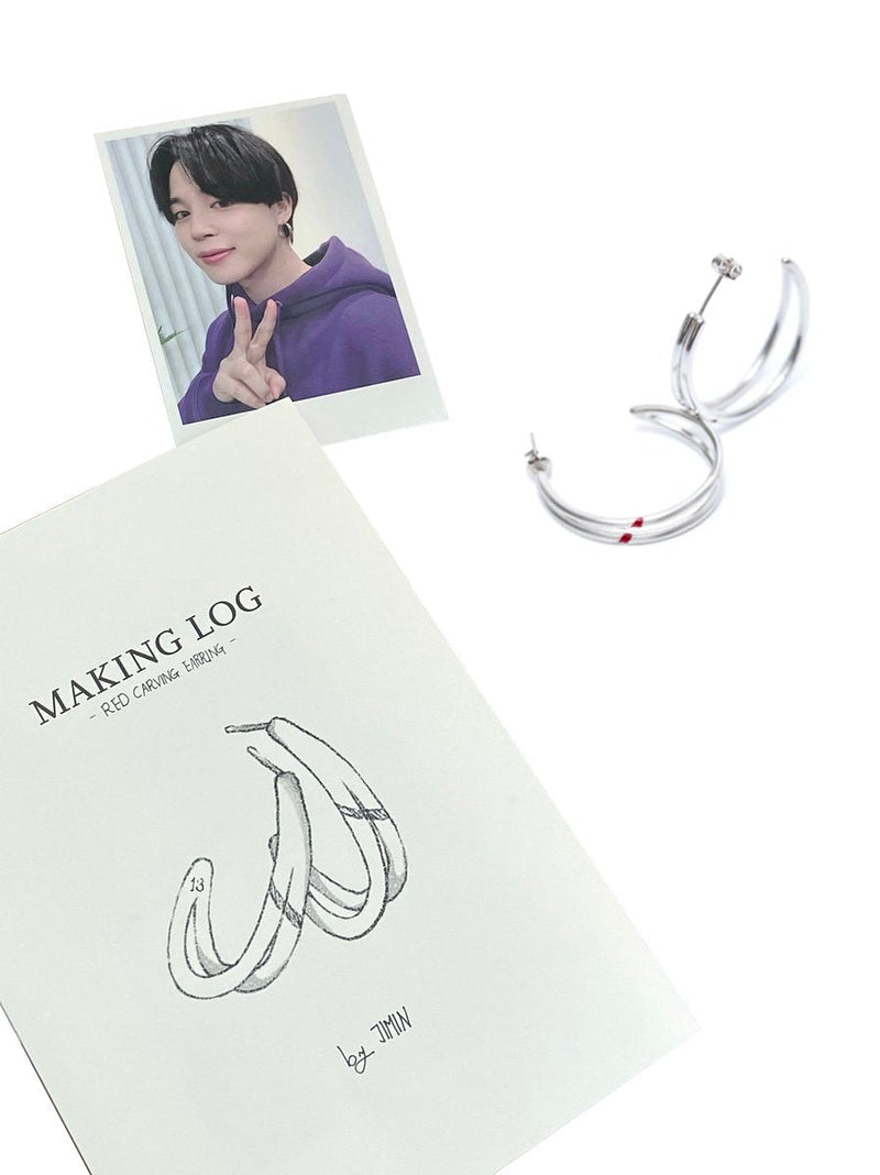 BTS Red Carving Jimin Earring