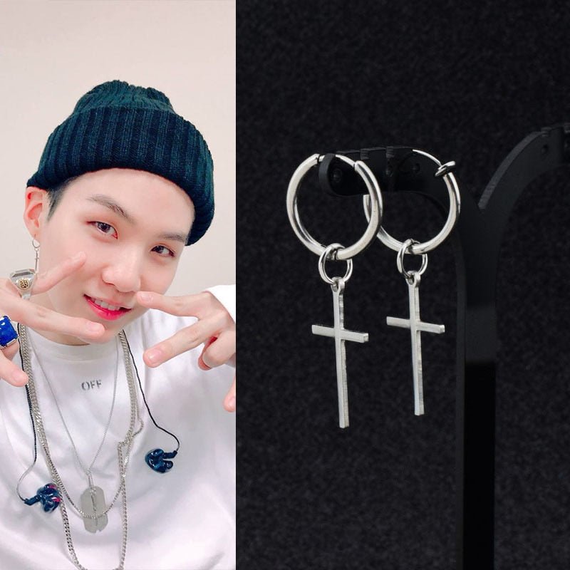 BTS Suga's Cross Earrings