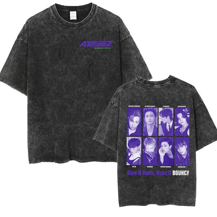 ATEEZ 2024 World Tour Towards The Light Vintage Washed Shirt BLUE PRINT