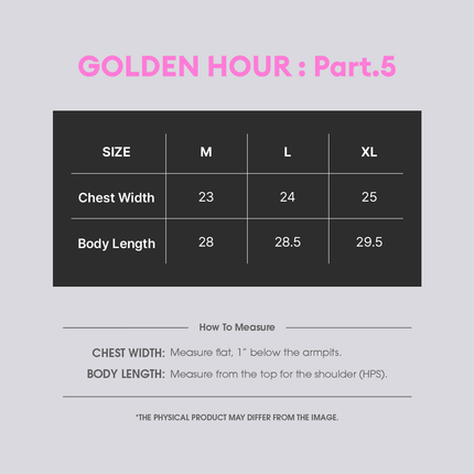 Ateez Golden Hour Part 5 Pigment T Shirt Pre-Order Spec Sheet