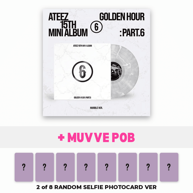 ATEEZ GOLDEN HOUR : Part.6 MARBLE Ver. LP with muvve pre-order benefit: 2 random unreleased selfie photocards out of 8