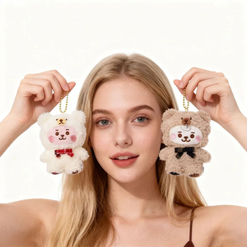 BTS BT21 Baby Ribbon Teddy Bear Plush Doll [FANMADE]