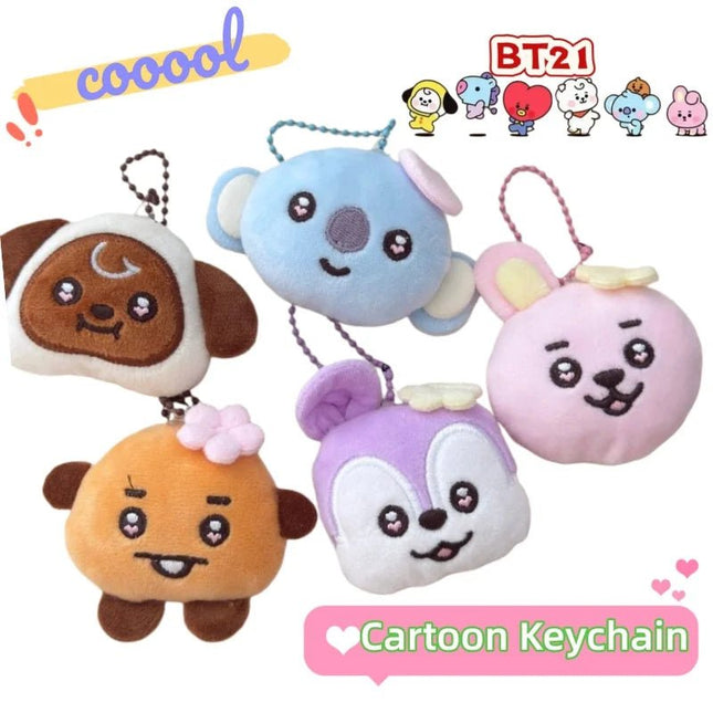 BTS BT21 Plush Doll Keychain – Cute Kpop Plush Bag Charm [FANMADE]