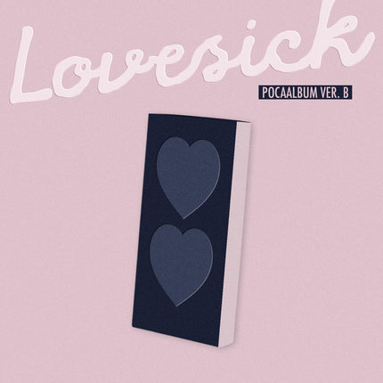 Chaeryeong Lovesick POCAALBUM B Ver. – navy slim box with two heart-shaped windows on dusty pink