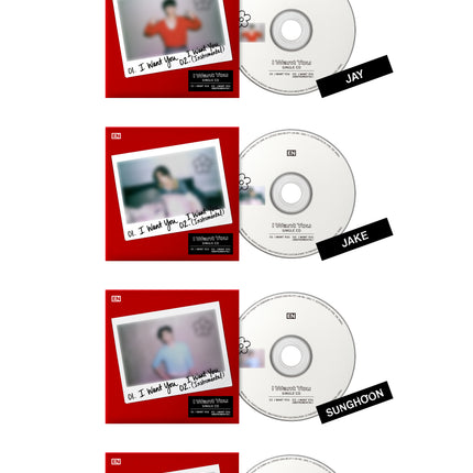 ENHYPEN 'I Want You' Single CD official packshot – all 6 member versions, hardcover sleeve W125×H125mm and CD W120×H120mm