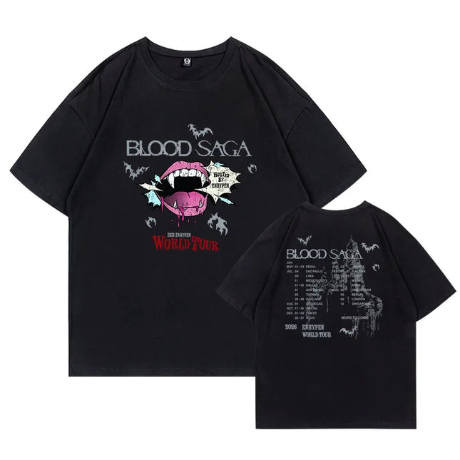 ENHYPEN 2026 BLOOD SAGA WORLD TOUR SHIRT [FANAMDE] BLACK