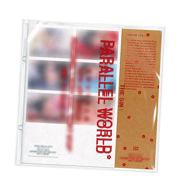 ENHYPEN THE SIN : PARALLEL WORLD DREAM Ver. album in PVC sleeve with kraft panel and PARALLEL WORLD lettering