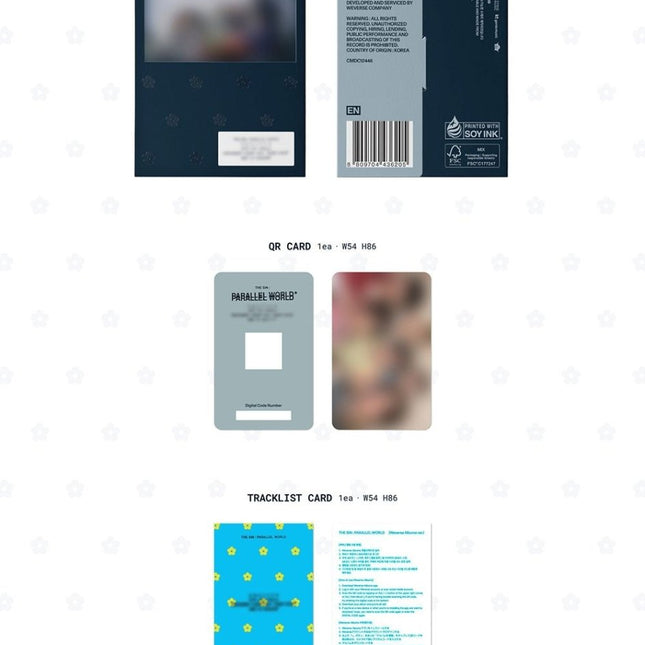 ENHYPEN THE SIN : PARALLEL WORLD Weverse Albums Ver. official contents: package, QR card, tracklist card, photocards A, B and C set