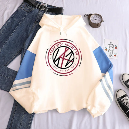 Stray Kids Logo Striped Hoodie (Plus Size Available)