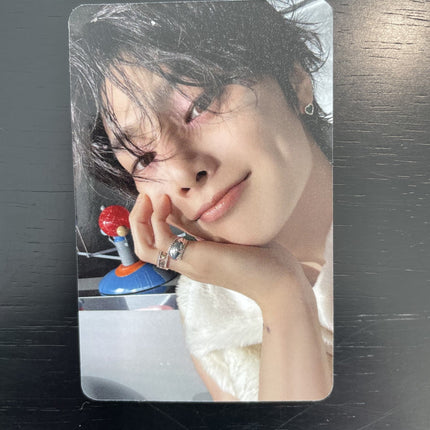 Stray Kids I.N 2026 Season Greetings Straight Supper Club Apple Music POB Photocard — dark hair blue star clips red white blue star print jacket maknae energy