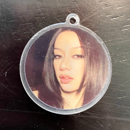 KATSEYE Megan WILD Weverse Shop POB selfie acrylic keyring, clear acrylic charm with unreleased selfie and metal ring attachment. 
