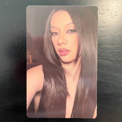 KATSEYE Megan WILD Weverse Shop POB selfie photocard, unreleased front-facing selfie, official pre-order benefit card for the WILD EP, 55 × 85 mm. 