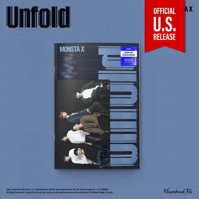 MONSTA X UNFOLD Photobook pre-order USA, MONSTA X UNFOLD Heartbreak Ver, MONSTA X UNFOLD Thirst Ver, MONSTA X UNFOLD Heal Ver, MONSTA X UNFOLD Alive Ver, MONSTA X UNFOLD pop-up exclusive photocard, MONSTA X UNFOLD 2026 pre-order, MONBEBE MONSTA X UNFOLD photobook