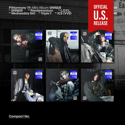 P1Harmony UNIQUE 9th Mini Album Member Digipack Compact Ver. POP-UP Exclusive full packshot with all 8 contents including FINGER BITE exclusive photocard