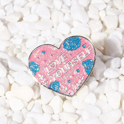 BTS Love Yourself Glitter Heart Enamel Pin