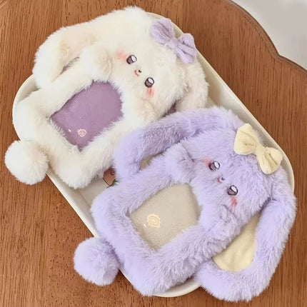 Kpop Plush Bunny Photocard Holder Cartoon Card Sleeve
