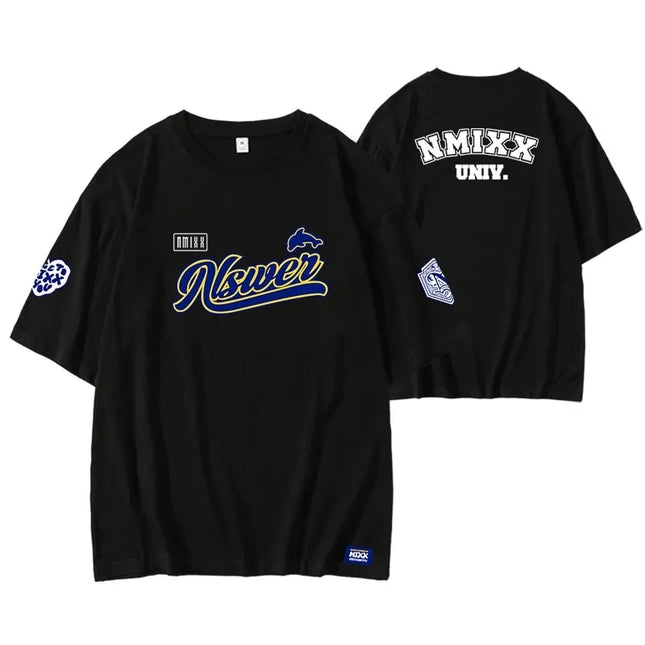 NMIXX MIXX UNIVERSITY Round Neck Cotton T-shirt