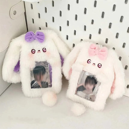 Kpop Plush Bunny Photocard Holder Cartoon Card Sleeve