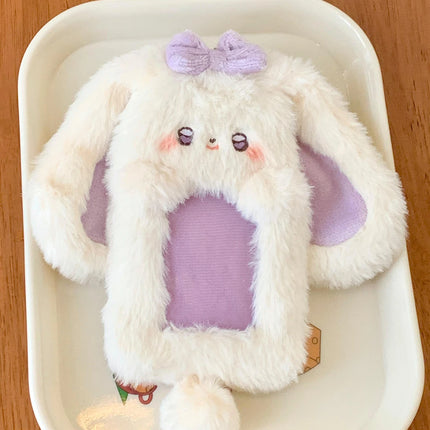 Kpop Plush Bunny Photocard Holder Cartoon Card Sleeve