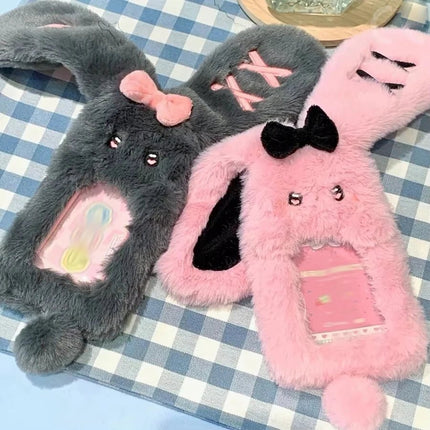 Kpop Plush Bunny Photocard Holder Cartoon Card Sleeve
