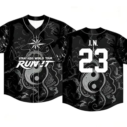 STRAY KIDS 2026 World Tour "Run It" Baseball Jersey Shirt IN