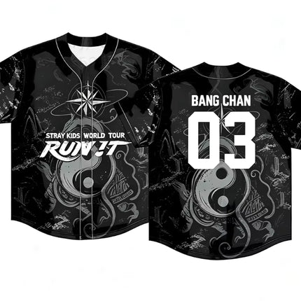 STRAY KIDS 2026 World Tour "Run It" Baseball Jersey Shirt BANGCHAN
