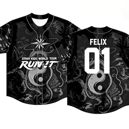 STRAY KIDS 2026 World Tour "Run It" Baseball Jersey Shirt FELIX
