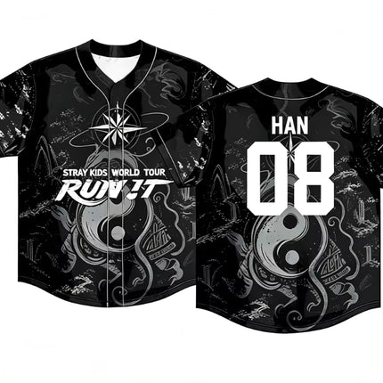 STRAY KIDS 2026 World Tour "Run It" Baseball Jersey Shirt HAN