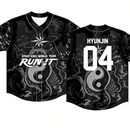 STRAY KIDS 2026 World Tour "Run It" Baseball Jersey Shirt HYUNJIN