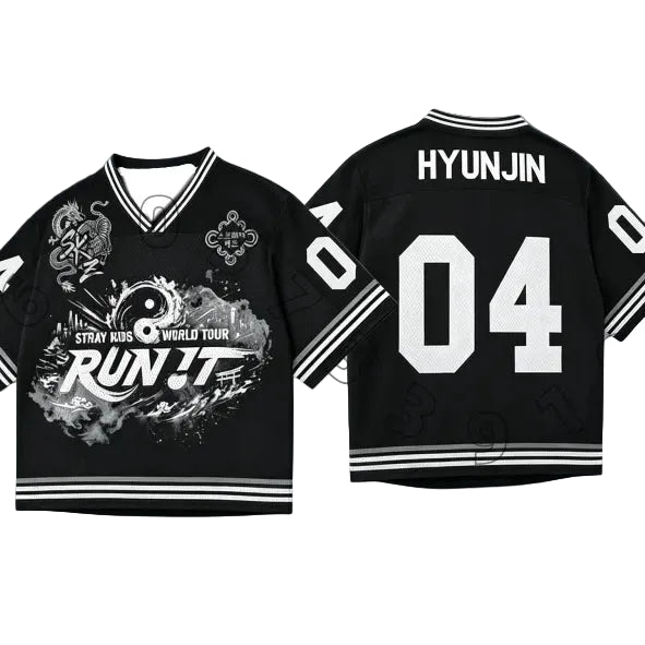 STRAY KIDS RUN IT 2026 WORLD TOUR JERSEY SHIRT [FANMADE]