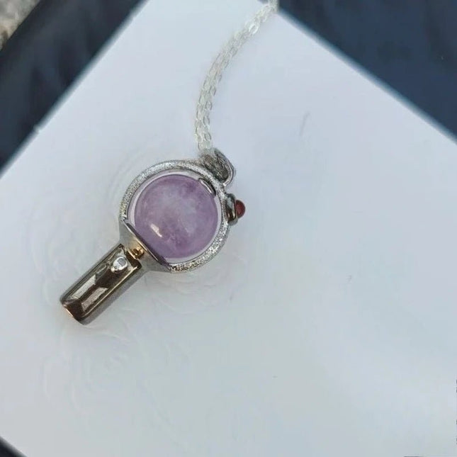 BTS Purple Glass Bead Pendant Necklace (Fanmade)