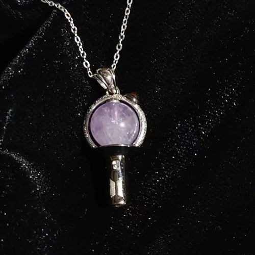 BTS Purple Glass Bead Pendant Necklace