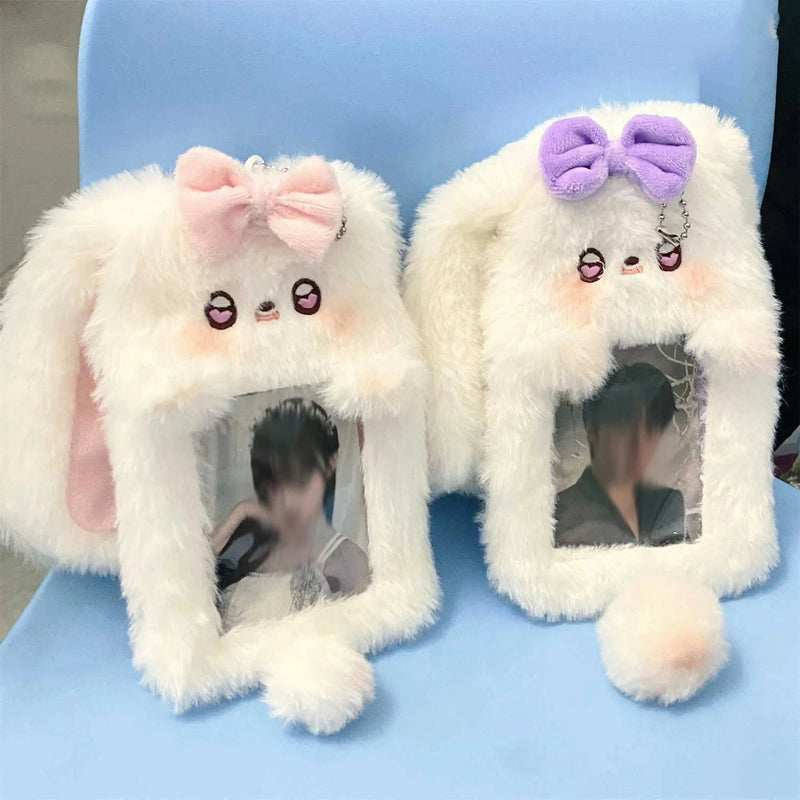 Kpop Plush Bunny Photocard Holder Cartoon Card Sleeve