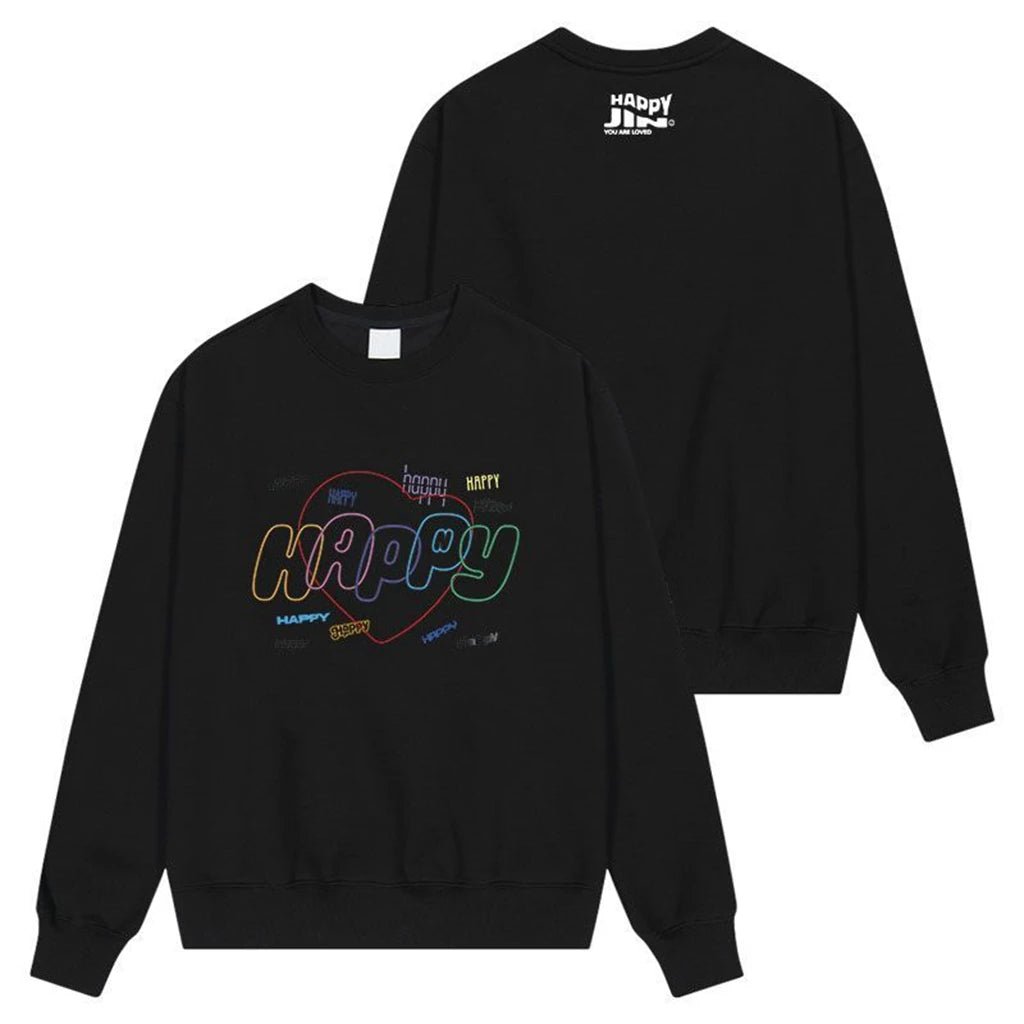 BTS Jin-Inspired Happy Black Hoodie – Kpop Exchange BTS Jin-Inspired Happy Black Hoodie – Kpop Exchange