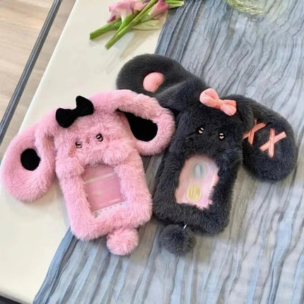 Kpop Plush Bunny Photocard Holder Cartoon Card Sleeve