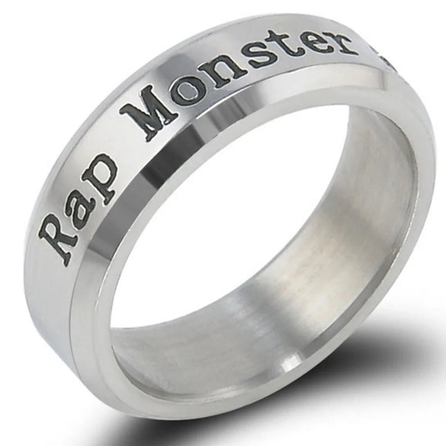 BTS Bias Ring engraved with RM – fanmade BTS merch stainless steel