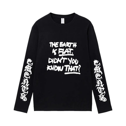Suga The Earth Is Flat Long Sleeve Shirt  BLACK