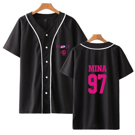 TWICE Fancy Baseball Jersey Shirt BLACK MINA