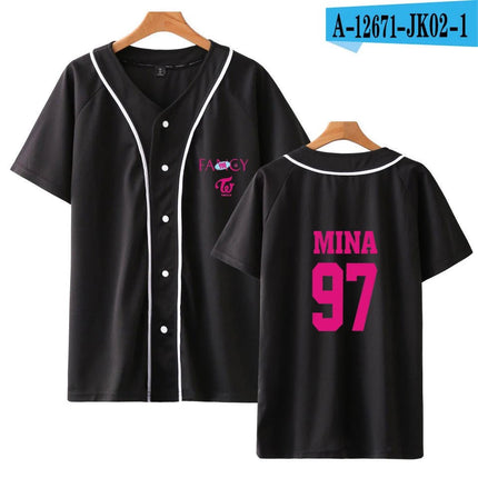 TWICE Fancy Baseball Jersey Shirt BLACK MINA