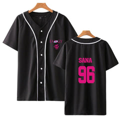 TWICE Fancy Baseball Jersey Shirt BLACK SANA