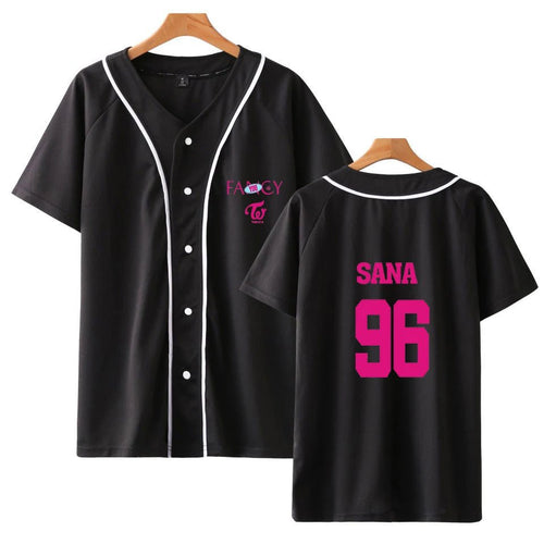 TWICE Fancy Baseball Jersey Shirt BLACK SANA