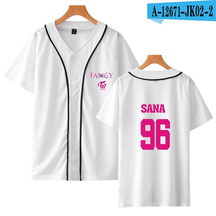 TWICE Fancy Baseball Jersey Shirt WHITE SANA