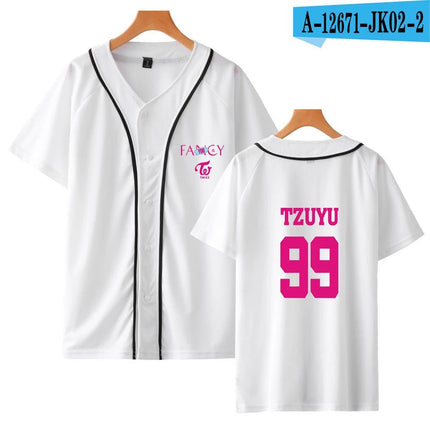 TWICE Fancy Baseball Jersey Shirt WHITE TZUYU