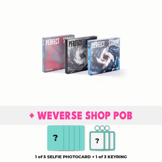 TXT PERFECT STORM Standard Ver. with Weverse Shop POB, 1 of 5 selfie photocard + 1 of 3 photocard holder keyring
