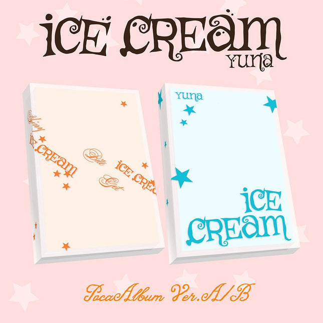 ITZY Yuna solo debut album pre-order USA, Yuna ICE CREAM mini album buy, Yuna 1st mini album POCAALBUM, ITZY Yuna solo ICE CREAM 2026, Yuna ICE CREAM Ver A Ver B, ITZY Yuna solo debut kpop exchange, Yuna ICE CREAM concept photocard, MIDZY Yuna solo album