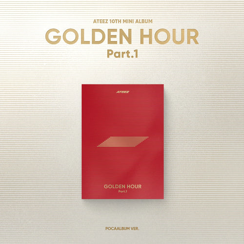 ATEEZ GOLDEN HOUR Part 1 POCA album specs showing package cover photo stand QR card image card photocards and sticker set