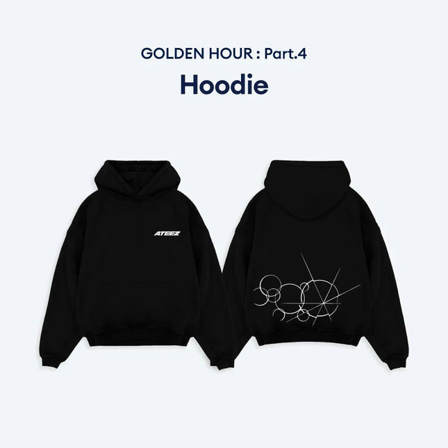 ATEEZ GOLDEN HOUR Part.4 Hoodie, ATEEZ hoodie official, ATEEZ official merchandise, ATEEZ Adrenaline merch, ATEEZ 2026 hoodie, ATEEZ GOLDEN HOUR Part 4 hoodie buy USA, ATEEZ official hoodie KQ, ATEEZ comeback merchandise hoodie, ATEEZ GOLDEN HOUR Part 4 hoodie official KQ Entertainment merchandise front view black pullover hoodie Adrenaline era