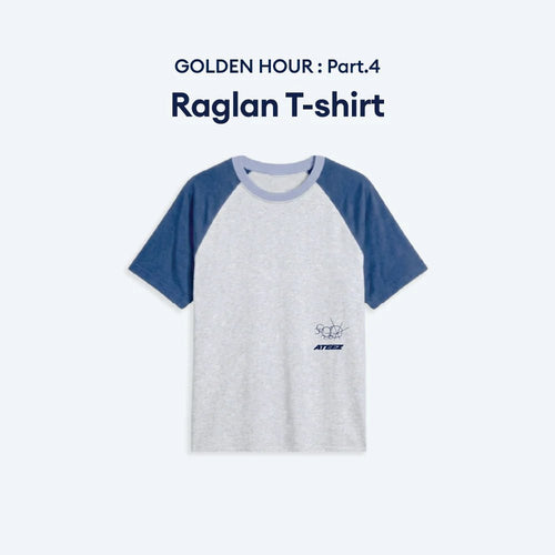 ATEEZ GOLDEN HOUR Part.4 Raglan T-shirt, ATEEZ raglan shirt, ATEEZ official merchandise, ATEEZ Adrenaline merch, ATEEZ 2026 shirt, ATEEZ GOLDEN HOUR Part 4 t-shirt buy USA, ATEEZ official raglan tee, ATEEZ comeback merchandise, ATEEZ GOLDEN HOUR Part 4 raglan t-shirt official KQ Entertainment merchandise front view black contrast sleeves