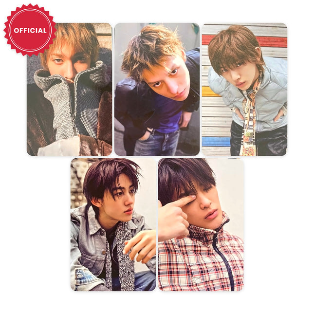 CORTIS GREENGREEN Musicplant pre-order benefit photocards, full set of five member cards for Martin, James, Juhoon, Seonghyeon and Keonho arranged side by side, standard 55 × 85 mm photocard format, official BIGHIT MUSIC retailer-exclusive card
